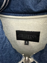 Load image into Gallery viewer, 1990s Griffin Terry-Lined Raw Hem Denim Jacket - Size S