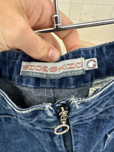 Load image into Gallery viewer, 1990s Vintage Sideskid Women's Denim Shorts with Red Piping - Size Women's L