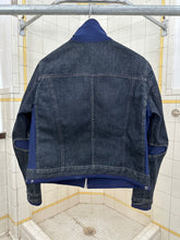Load image into Gallery viewer, 1990s Vintage Sideskid Black Denim Jacket with Nylon Trim and Cutouts - Size Women's L
