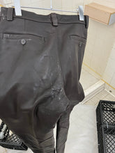 Load image into Gallery viewer, aw1996 Issey Miyake Brown Leather Moto Trousers with Ribbed Knee Panels - Size S