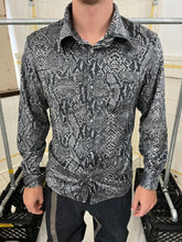 Load image into Gallery viewer, 1990s Dexter Wong Snake Skin Print Rave Shirt - Size L