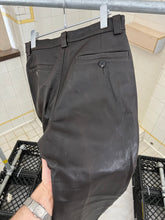 Load image into Gallery viewer, aw1996 Issey Miyake Brown Leather Moto Trousers with Ribbed Knee Panels - Size S