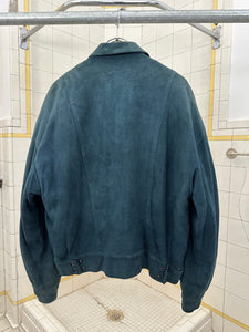 1980s Claude Montana Blue Suede Trucker Jacket - Size L