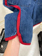 Load image into Gallery viewer, 1990s Vintage Sideskid Women's Denim Shorts with Red Piping - Size Women's L