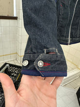 Load image into Gallery viewer, 1990s Vintage Sideskid Black Denim Jacket with Nylon Trim and Cutouts - Size Women's L