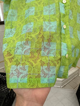 Load image into Gallery viewer, 1990s Dexter Wong Green Floral Lace Shirt - Size M