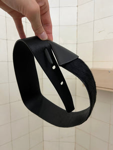 1970s Issey Miyake Oblong Clasp Leather Waist Belt - Size S