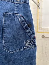 Load image into Gallery viewer, 1990s Vintage Sideskid Women's Denim Shorts with Red Piping - Size Women's L