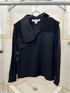 1980s Claude Montana High Neck Military Shirt with Epaulets - Size S