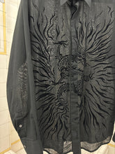 Load image into Gallery viewer, 1980s Claude Montana Sheer Cotton Shirt with Dragon Felt Applique - Size M