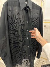 Load image into Gallery viewer, 1980s Claude Montana Sheer Cotton Shirt with Dragon Felt Applique - Size M