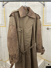 Load image into Gallery viewer, 1980s Claude Montana Khaki Trench Coat with Leather Detailing - Size S