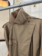 Load image into Gallery viewer, 1980s Claude Montana Khaki Trench Coat with Leather Detailing - Size S