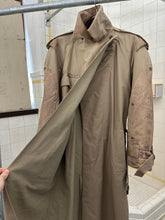 Load image into Gallery viewer, 1980s Claude Montana Khaki Trench Coat with Leather Detailing - Size S