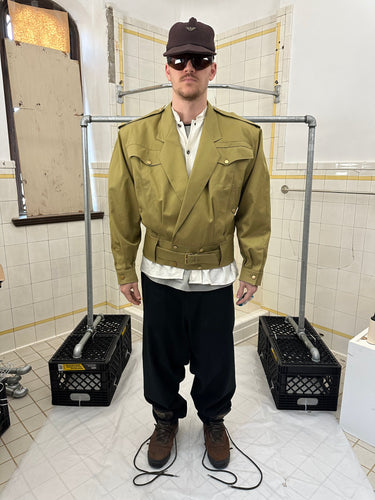 1980s Claude Montana Double Breasted Military Jacket with Belted Hem - Size L