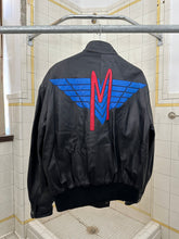 Load image into Gallery viewer, 1980s Claude Montana Leather Jacket with Back Emblem and Shoulderpads - Size XL