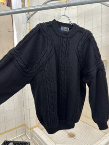 1980s Claude Montana Black Braided Knit Sweater - Size XL