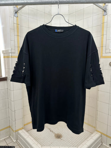 1980s Claude Montana Black Tee with Sleeve Cutout Detail - Size L