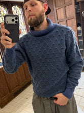 Load image into Gallery viewer, 1980s Issey Miyake Blue Scale Knit Turtleneck Sweater - Size XL