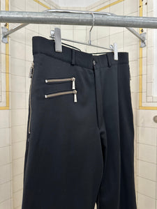 1980s Claude Montana Black Trousers with Zipper Detailing - Size M
