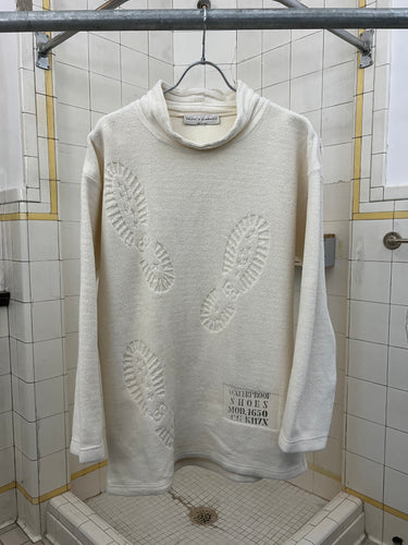 1980s Calugi E Giannelli White Debossed Boot Print Fleece - Size M