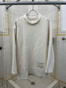 1980s Calugi E Giannelli White Debossed Boot Print Fleece - Size M