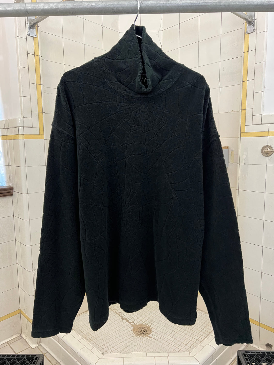 1980s Calugi E Giannelli Black Debossed Spider Fleece - Size L