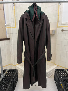 1980s Calugi E Giannelli Iridescent Hidden Hood Lapel Trench - Size XL