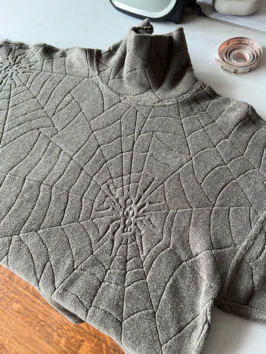 1980s Calugi E Giannelli Brown Debossed Spider Fleece - Size M