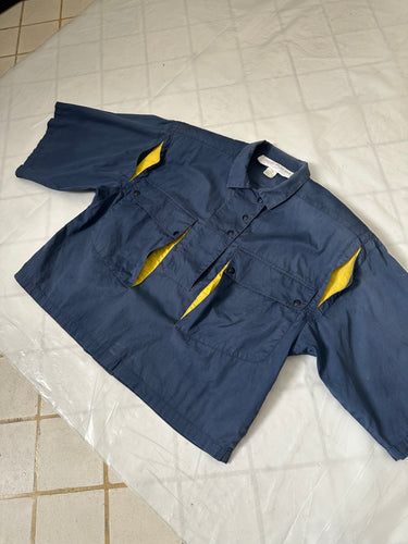 1980s Claude Montana Cropped Utility Shirt with Contrast Gussets - Size XS