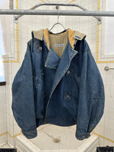 Load image into Gallery viewer, 1980s Katharine Hamnett Denim Double Breasted Hooded Bomber - Size OS