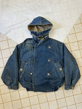 Load image into Gallery viewer, 1980s Katharine Hamnett Denim Double Breasted Hooded Bomber - Size OS