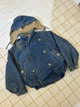 Load image into Gallery viewer, 1980s Katharine Hamnett Denim Double Breasted Hooded Bomber - Size OS