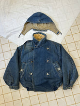 Load image into Gallery viewer, 1980s Katharine Hamnett Denim Double Breasted Hooded Bomber - Size OS