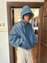 Load image into Gallery viewer, 1980s Katharine Hamnett Denim Double Breasted Hooded Bomber - Size OS