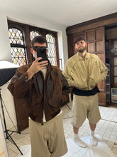 Load image into Gallery viewer, 1980s Vintage American Designer Leather Cargo Bomber Jacket - Size L