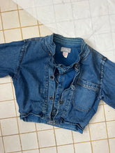 Load image into Gallery viewer, 1980s Marithe Francois Girbaud Denim Faux Layered Jacket with Adjustable Neck - Size M