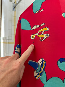 1980s Claude Montana Cactus Cowboy Print Patch Pocket Shirt - Size XL