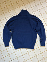 Load image into Gallery viewer, 1980s Vintage Italian Designer Blue Sweater with Leather Zippered Gusset - Size L
