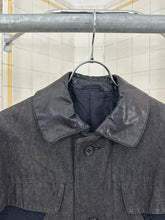 Load image into Gallery viewer, 1980s Claude Montana Denim Trucker Jacket with Shoulderpads and Leather Collar - Size M