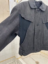 Load image into Gallery viewer, 1980s Claude Montana Denim Trucker Jacket with Shoulderpads and Leather Collar - Size M
