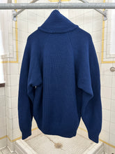 Load image into Gallery viewer, 1980s Vintage Italian Designer Blue Sweater with Leather Zippered Gusset - Size L