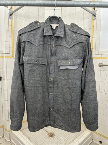 1980s Claude Montana Heather Wool Western Shirt with Shoulderpads - Size L