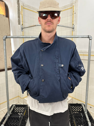 1980s Ball Double Breasted Military Jacket with Back Cinch - Size L