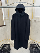Load image into Gallery viewer, 2000s Burberry Prorsum Black Wool Trench Coat with Packable Hood and Waist Cinch - Size M