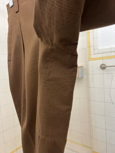1980s Issey Miyake Brown Cotton Twill Pleated Moto Trousers - Size S