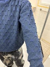 Load image into Gallery viewer, 1980s Issey Miyake Blue Scale Knit Turtleneck Sweater - Size L