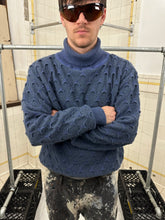 Load image into Gallery viewer, 1980s Issey Miyake Blue Scale Knit Turtleneck Sweater - Size L