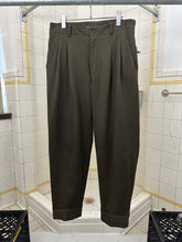 Load image into Gallery viewer, 1980s Issey Miyake Green Striped Pleated Trousers with Zippered Backpockets - Size M
