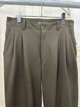 Load image into Gallery viewer, 1980s Issey Miyake Green Striped Pleated Trousers with Zippered Backpockets - Size M